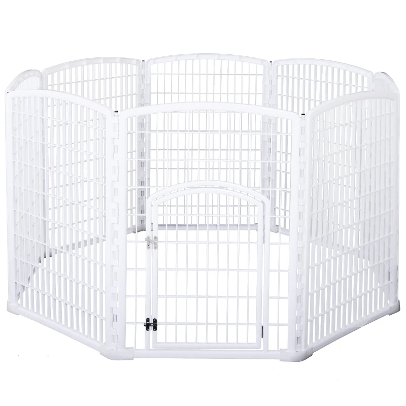 PawHut Parque para Mascotas 8 Vallas Parque Perros con Puerta Jaula Mascota Corralito Cerca Entrenamiento Cachorros para Interior Exterior Jardín Altura 95 cm