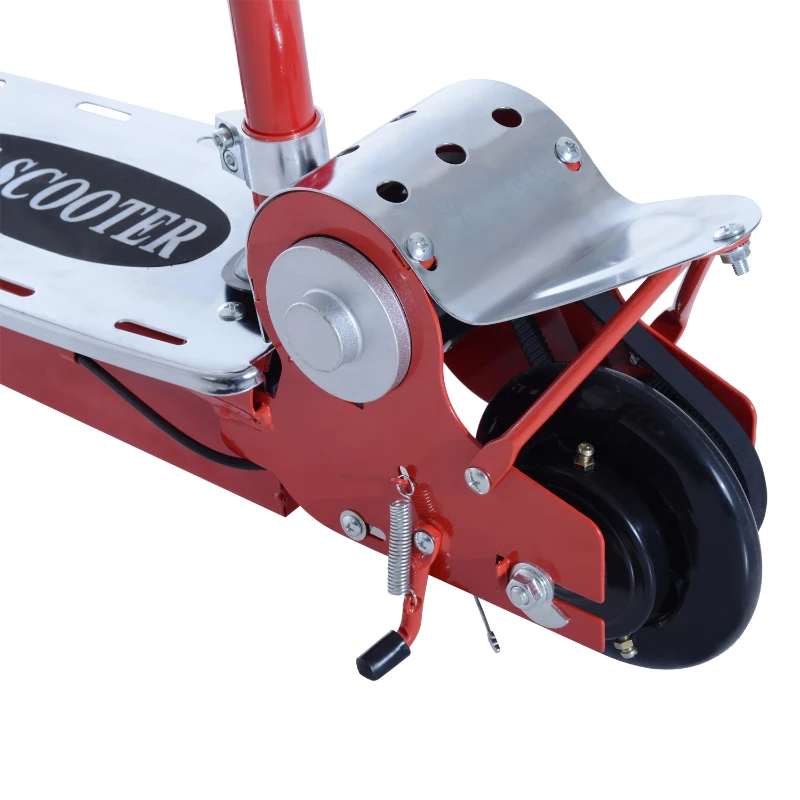 HomCom Patinete Eléctrico Scooter Plegable con Manillar y Asiento Ajustable - Color Rojo - 81.5x37x96cm
