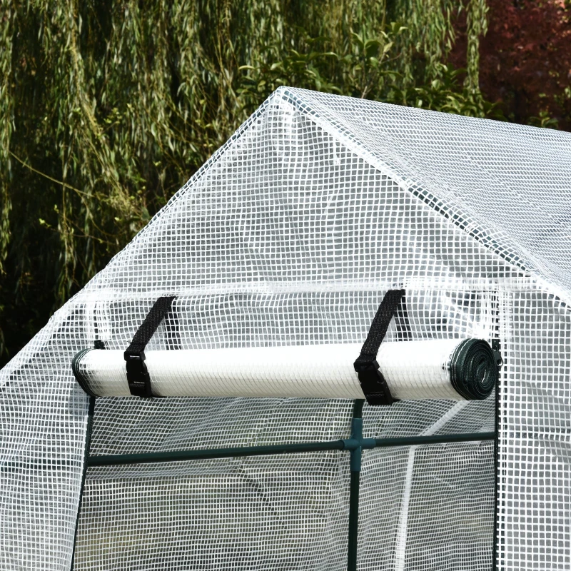Outsunny Invernadero con Estantes para Flores Vivero Casero para Cultivo de Plantas con Puerta de Cremallera Malla de PE 186x120x190cm