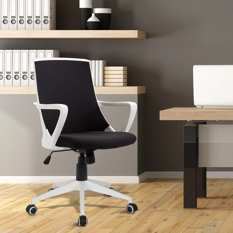 HOMCOM Silla de Escritorio y Oficina Silla de Ordenador Giratoria y Ergonómica con Altura Ajustable Ruedas y Tejido de Malla para Oficina Hogar Estudio 59x61x93-103cm