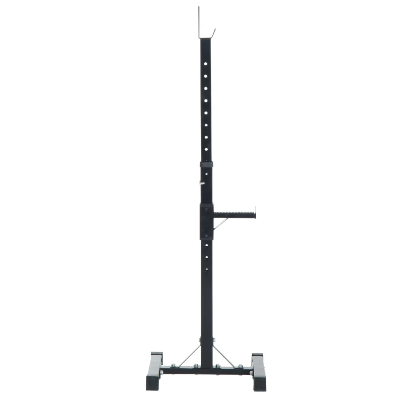 HOMCOM Soporte Barra Pesas Estantes Ajustables de 12 Niveles Barra Levantamiento Pesas Gimnasio Max. 150 KG Acero 52x48x108-163 cm Negro