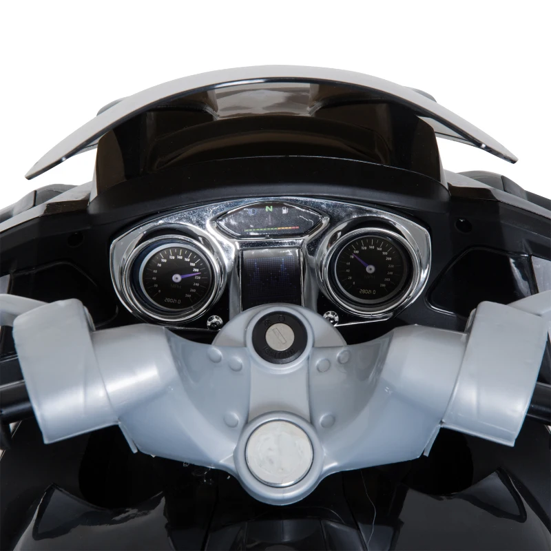 HOMCOM Coche Correpasillos Niños 3-8 años Moto Eléctrica Infantil 3-7 km/h Batería 12V Doble Motor con Luces y Música Ruedas Seguras 120x60x65cm Negro