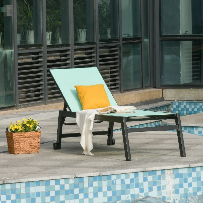 Outsunny Tumbona Multiposiciones de Jardín con Respaldo Reclinable en 5 Posiciones de Aluminio y textilene Carga 160 kg para Patio Terraza 169x65x102 cm Verde