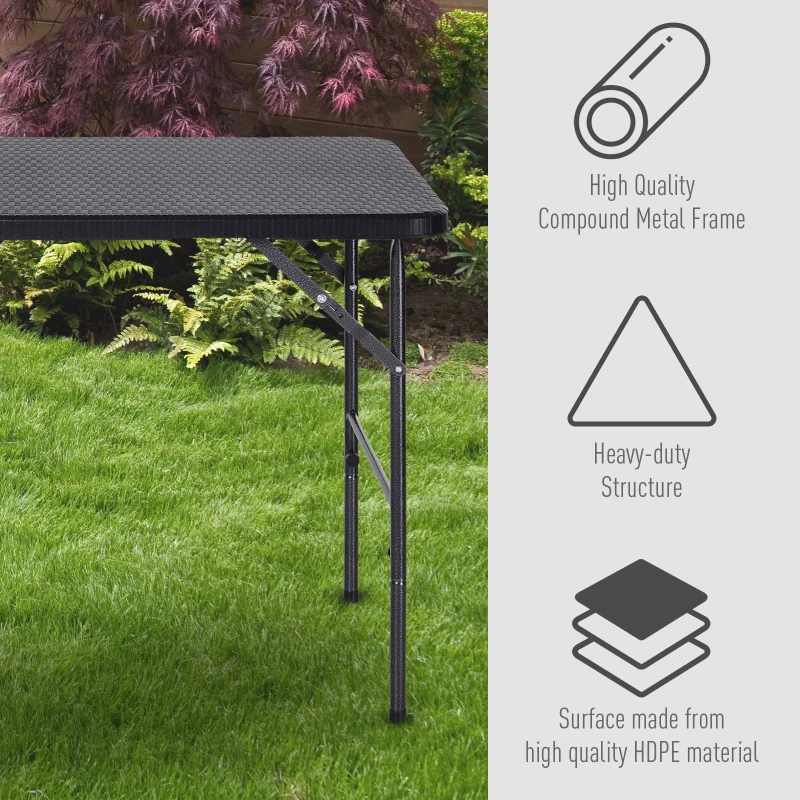 Outsunny Steel Frame 4ft Portable Folding Picnic Table Brown