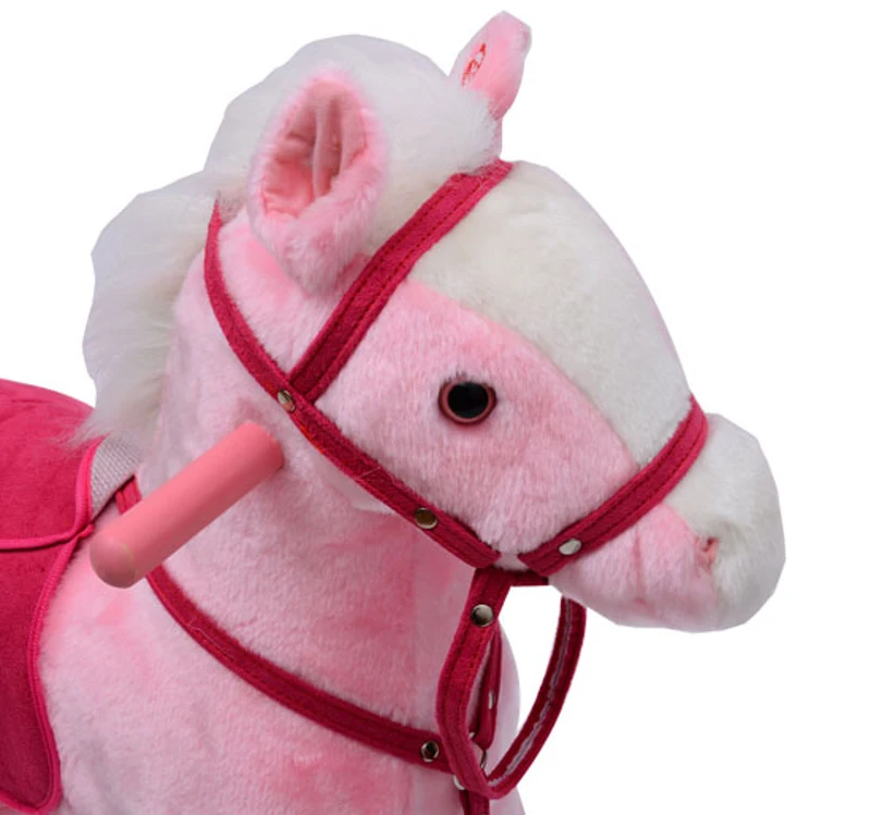 Outsunny - Caballito balancin de peluche Color ROSA para niños a partir de 3 años caballo mecedora