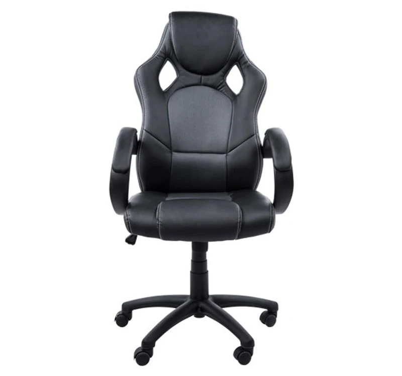 Silla de Oficina Deportiva para Estudio tipo Sillón Ejecutivo giratorio de Despacho - Negro y Gris
