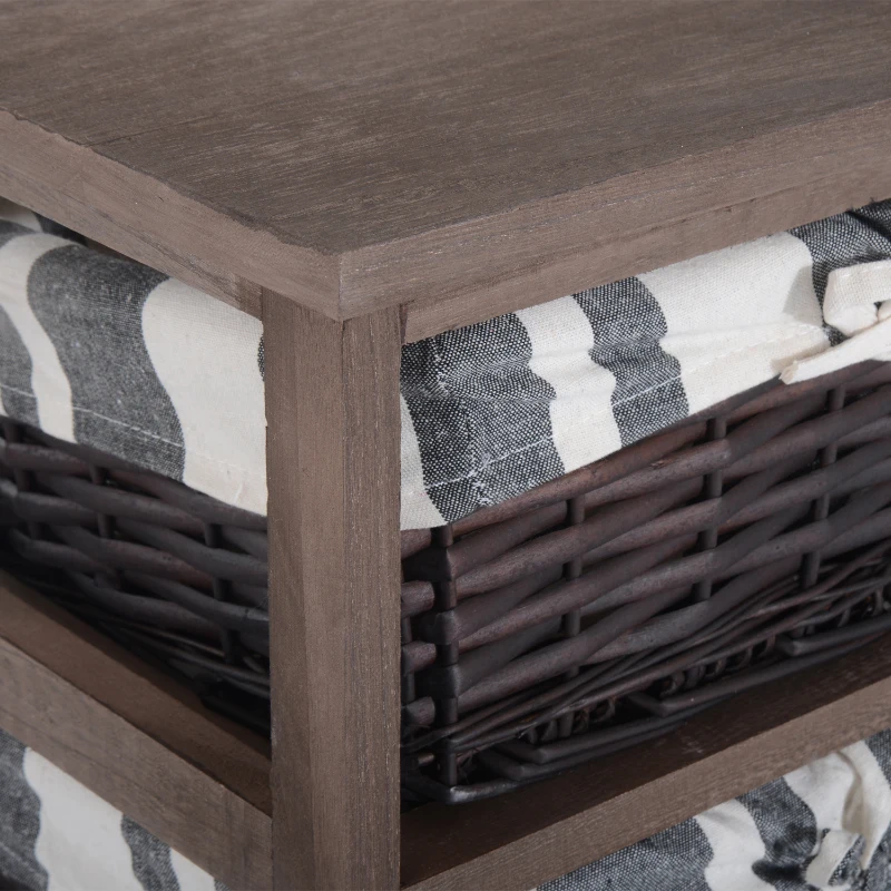 HOMCOM Armario Auxiliar 5 Cajones Cajonera Madera Mimbre 40x29x90cm Estanteria Organizador NUEVO (Marron)