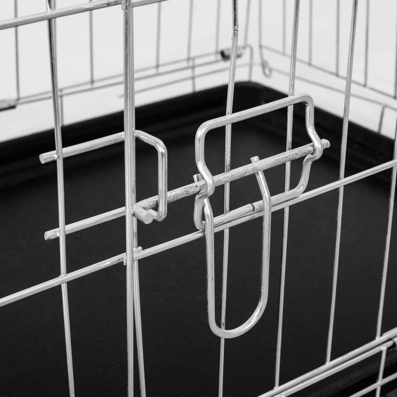 PawHut Jaula Plegable de Viaje-Plateado Acero ABS 106x71x76cm