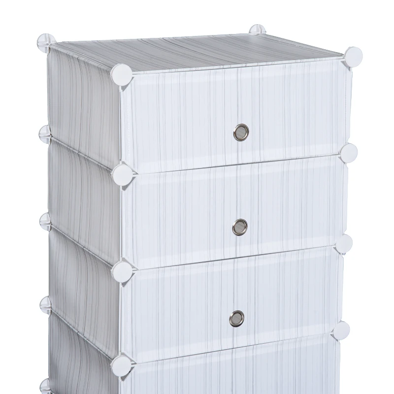 HOMCOM Armario Modular Plástico Estantería 5 Cubos Ropero Zapatero Aparador Combinado Ropero Zapatero Combinado Mueble Organizador Ropa Zapatos Accesorios Juguetes