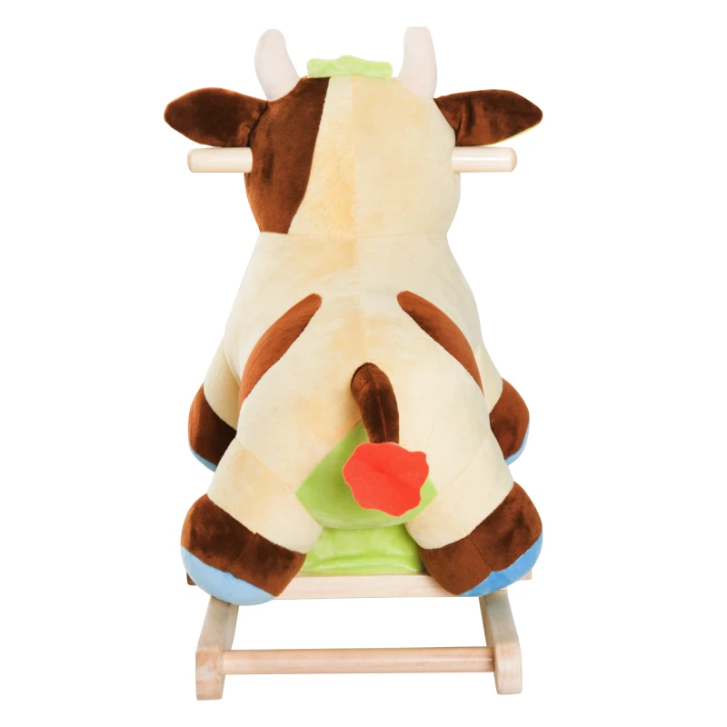 HOMCOM Caballito Balancín de Peluche para Niños +3 Años Forma Vaca 60x34x46cm