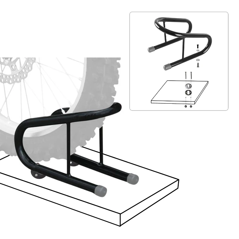 HOMCOM Caballete Soporte Delantero Portátil y Móvil para Aparcamiento de Moto y Reparación 32x20x26cm Color Negro y Material de Acero