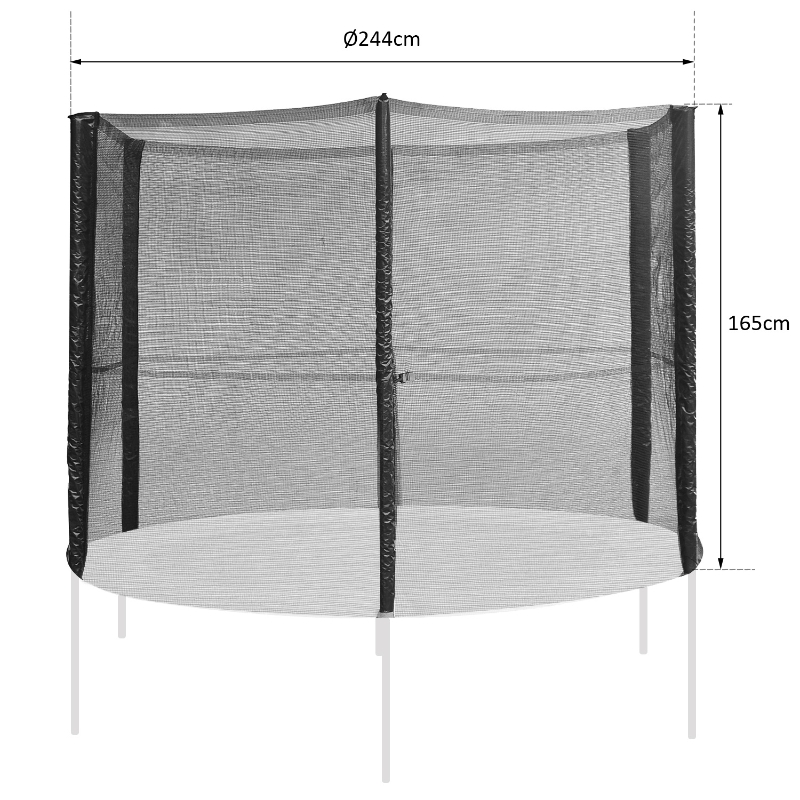 HOMCOM Red de Seguridad para Cama Elástica Redonda Recambio de Red para Trampolín Ø244x165cm (6 Barras) Negro