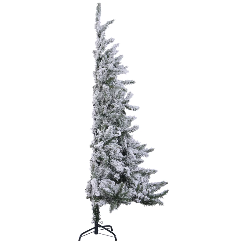 HOMCOM Árbol de Navidad a La Mitad ∅115x180cm Artificial Árbol de Pino Decoración Navideña con Soporte Metálico de 3 Pies 472 Ramas Verde PVC