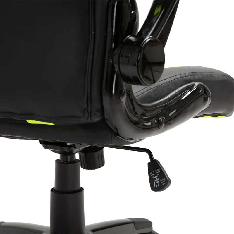 Vinsetto Silla de Juego Multiusos Silla Gaming Profesional Oficina Ergonómica Basculante Altura Ajustable con Brazo Giratorio 5 Ruedas Cojín Acolchado 71x69x116,5-125 cm Armarillo y Negro