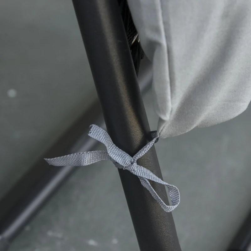 Outsunny Tumbona Plegable Silla Reclinable con Cojín Extraíble Acolchado de Texteline para Patio Playa Jardín Carga 120 kg 90x65x110 cm Gris