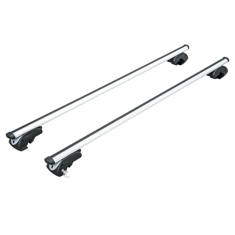 HOMCOM Baca barras de techo aluminio Portaequipajes Adaptable hasta 120cm coche bici ski equipaje