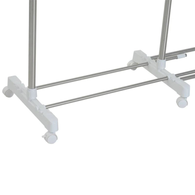 HOMCOM Perchero Burro Ajustable de Ropa Perchero Multiuso con Ruedas y Frenos Tendedero para Secado de Ropa Tubos de Acero Inoxidable 172x55x158cm