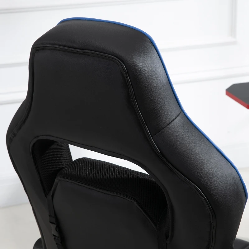 Vinsetto Silla de Oficina Ergonómica Ajustable en Altura Reclinable hasta 135° Silla Gaming Racing con Respaldo Alto Reposabrazos Regulable Asiento Acolchado 64x69x119-129 cm Azul