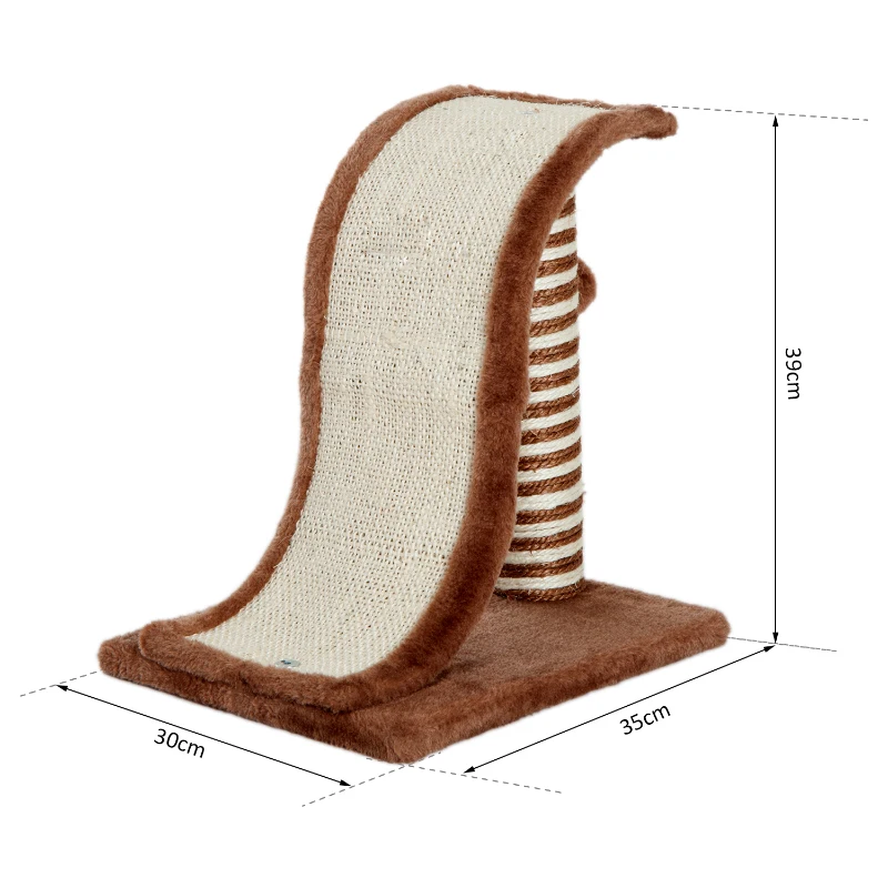 PawHut Árbol Rascador para Gatos tipo Centro de Juegos para Jugar y Arañar - Color Marrón Claro y Crema – 35 x 30 x 39cm