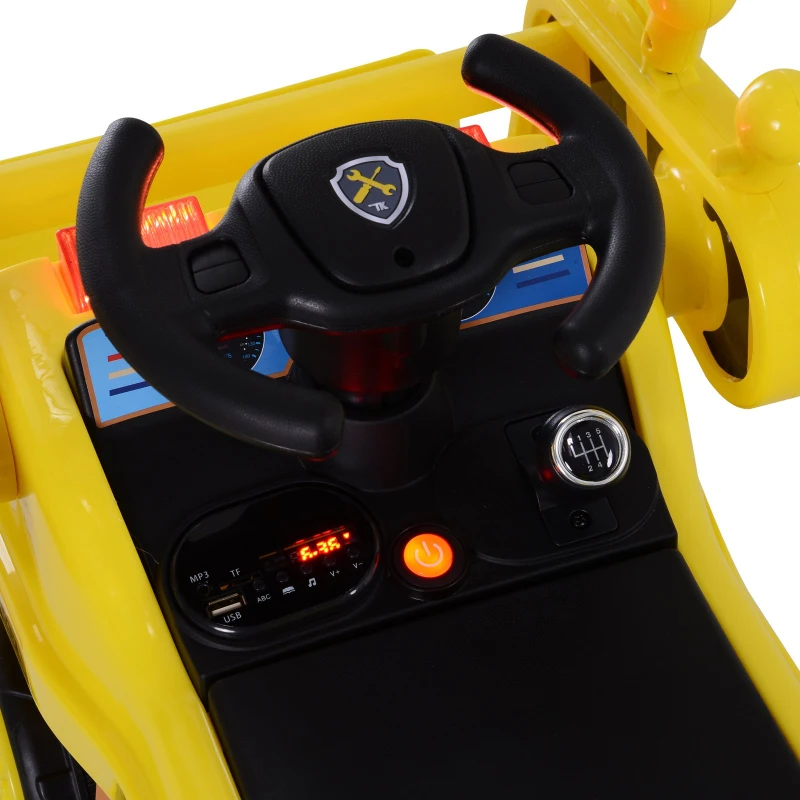 HOMCOM Tractor Eléctrico para Niños con Música y Luces Coche Eléctrico con Pala Masiva Batería 6V Carga 30kg 3 Años+