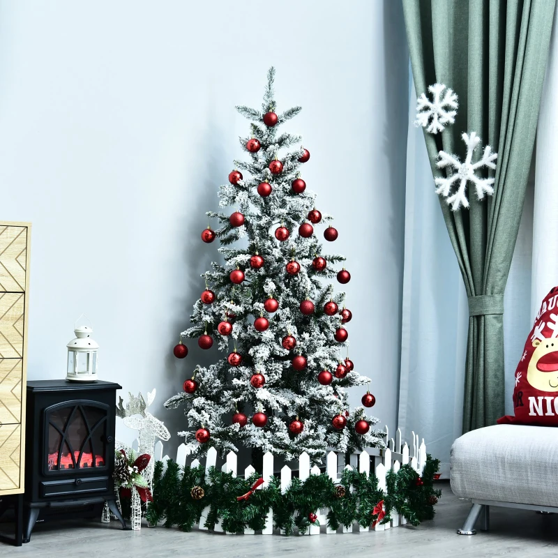 HOMCOM Árbol de Navidad a La Mitad ∅115x180cm Artificial Árbol de Pino Decoración Navideña con Soporte Metálico de 3 Pies 472 Ramas Verde PVC