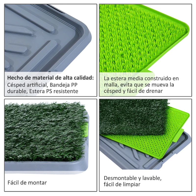 PawHut Inodoro de Bandeja para Perros Césped Artificial 3 Capas Lavable Hacer Pis Pipi Orinar Mascota