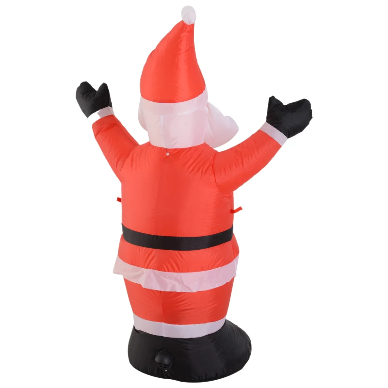 HOMCOM Santa Claus Inflable 1.2m Papá Noel Hinchable Decoración Navidad Iluminación LED con inflador para Interior Exterior 80x40x120cm