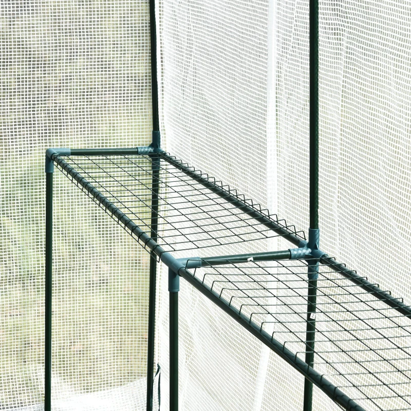 Outsunny Invernadero con Estantes para Flores Vivero Casero para Cultivo de Plantas con Puerta de Cremallera Malla de PE 186x120x190cm