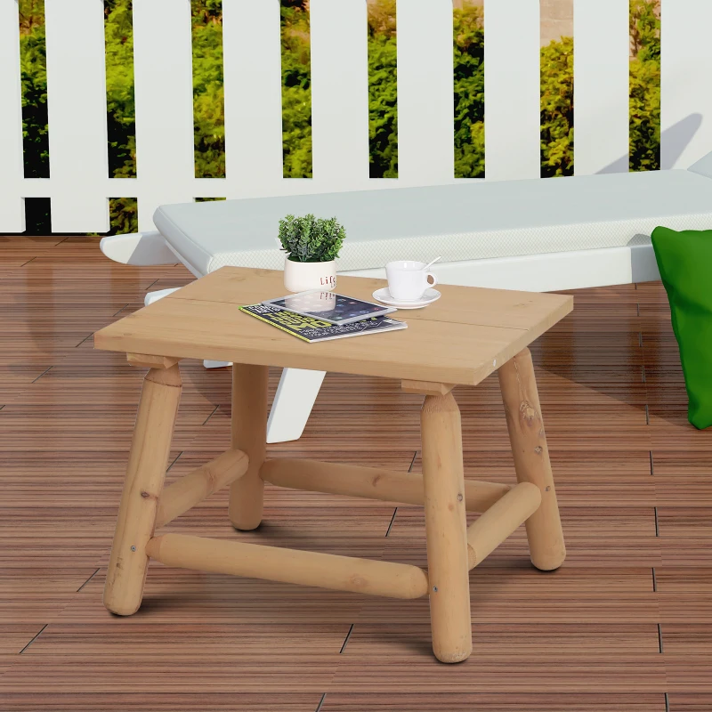 Outsunny Mesa de Centro para Jardin Mesa Auxiliar Cuadrada de Madera Mesita de Café Té para Exterior Terraza Patio 60x50x45cm
