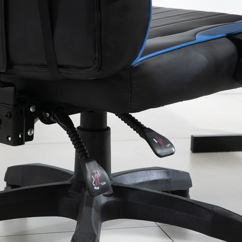 Vinsetto Silla de Oficina Ergonómica Ajustable en Altura Reclinable hasta 135° Silla Gaming Racing con Respaldo Alto Reposabrazos Regulable Asiento Acolchado 64x69x119-129 cm Azul