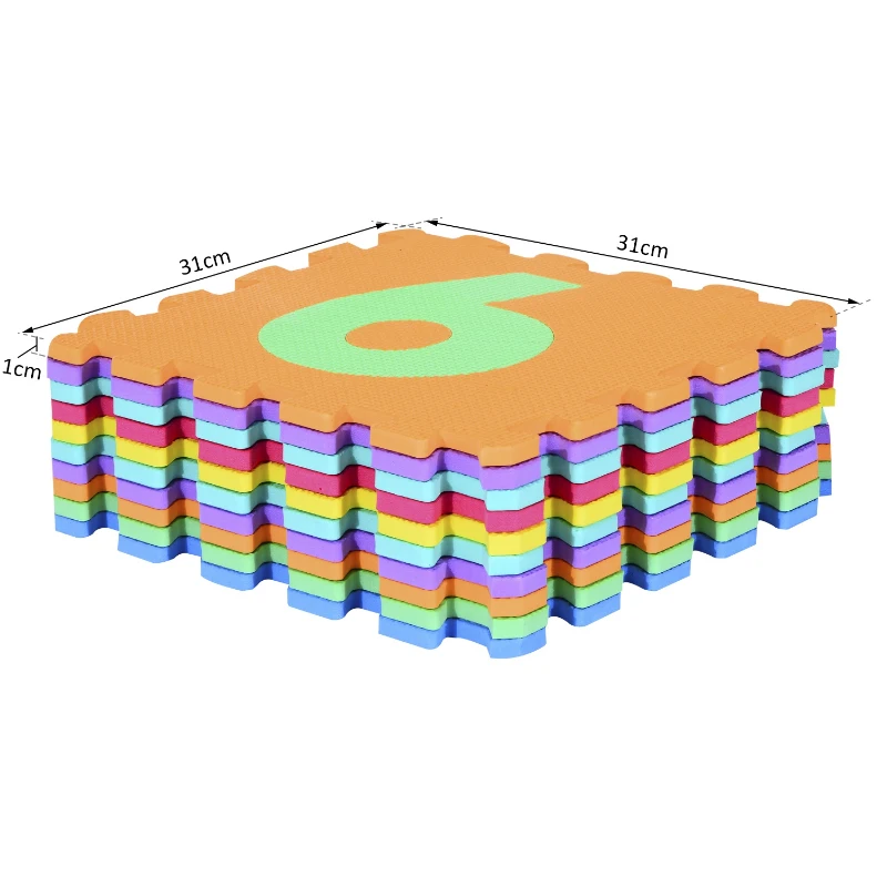 HOMCOM Alfombra Puzle 0.93㎡ Niños 10 Numeros Espuma EVA Estera Juego Puzzle