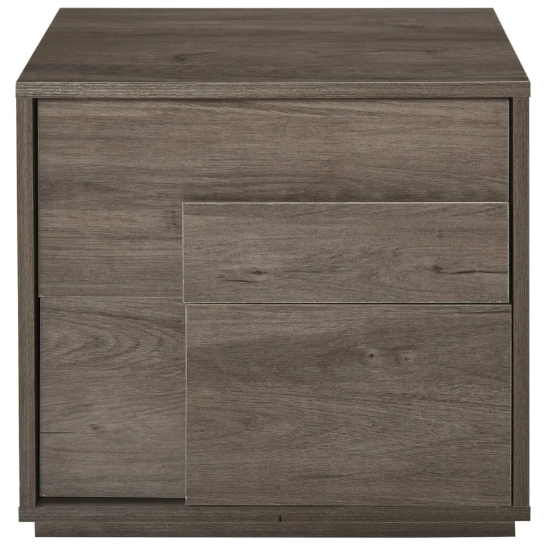 HOMCOM Mesita de Noche Mesa Auxiliar con 2 Cajones Mueble Mesilla Cajonera Moderna Multifuncional para Dormitorio 48x36x44,5 cm Roble