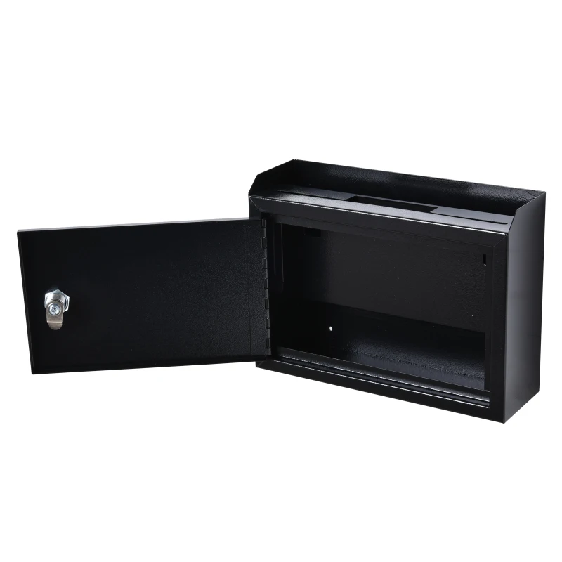 HOMCOM Buzón de Correos de Seguridad Multifuncional Uso Doméstico y Oficinas Bloqueo con 2 Llaves Acero Duradero 25x7,7x18,5 cm Negro