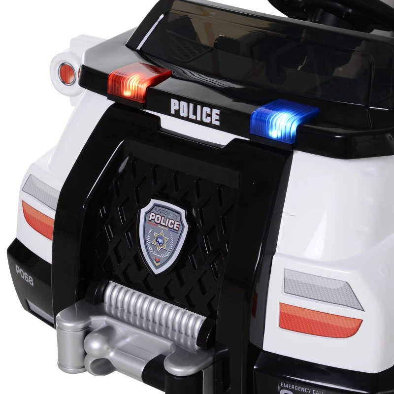 HOMCOM Coche de Policía Eléctrico para Niño con Mando a Distancia Vehículo de Policía con Música y Luces Doble Apertura de Puerta Batería 6V Carga 30kg 106.5x66x52.6cm 3 Años+