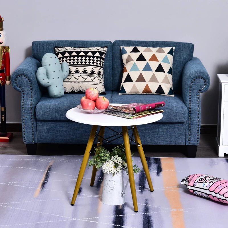 HOMCOM HOMCOM Mesa de Centro Nordico Mesa Auxiliar Redonda de Cocina Comedor Salon Mesa Cafe 60x55cm MDF y Acero Blanco