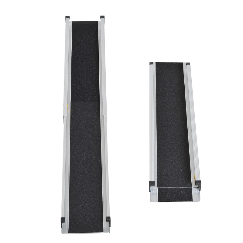 HOMCOM Rampas Telescópicas Largas para Sillas de Ruedas Aluminio Antideslizante Portátil Rampas Universal para Motos Bicicletas Rampa de Carril 74-122cm
