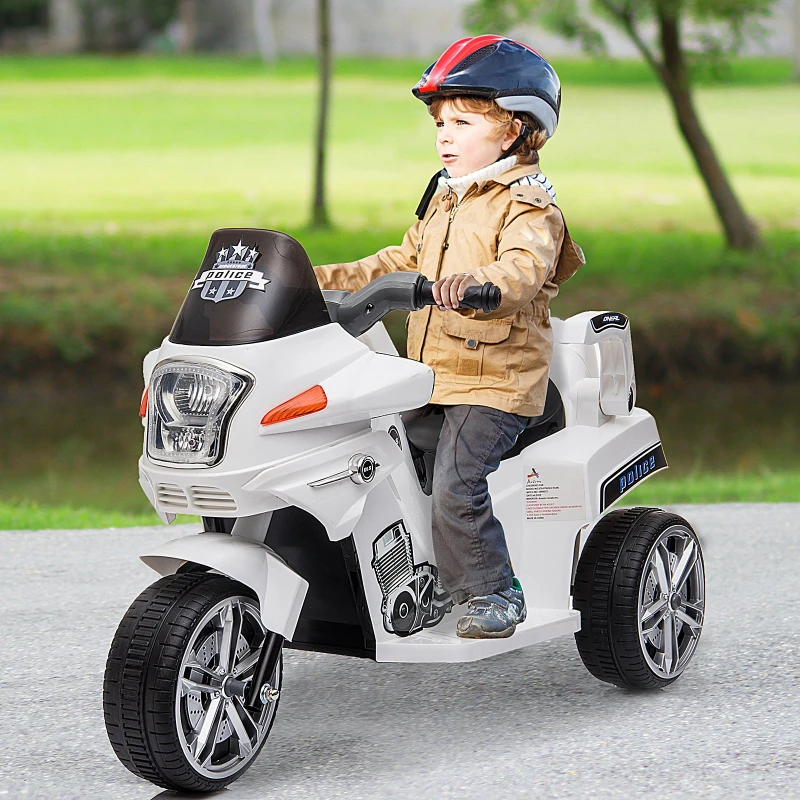 HOMCOM Moto Eléctrica Infantil Coche Triciclo Moto Juguete para Niños 3+ Años con Luces y Música 87x41x54cm carga 35kg