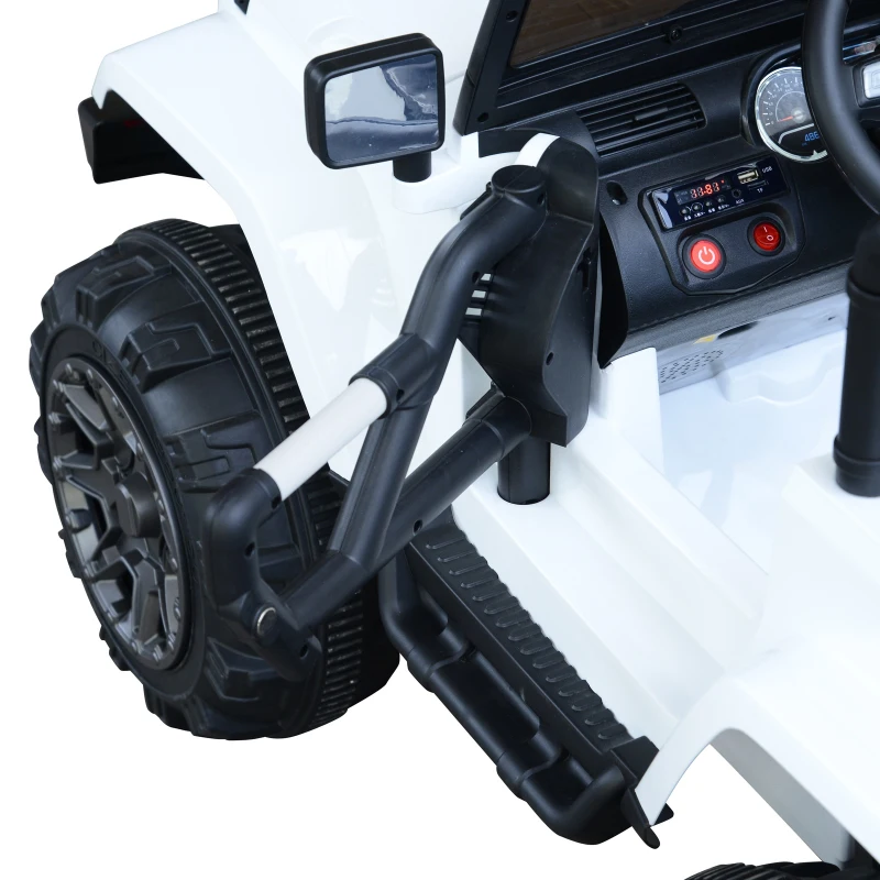 HOMCOM Coche Eléctrico Todoterreno con Mando a Distancia MP3 Luces y Sonidos Apertura de Puerta Batería 12V Control Remoto Carga 30kg para Niños +3 Años 128x78x76cm