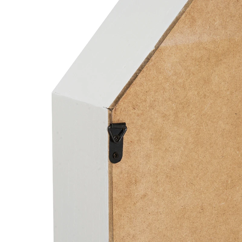 HOMCOM Estantería Colgante de Pared Redonda Casita Corazón de Madera Mueble Decorativo y Original 35.5x6.5x35.5cm (Casita, Blanco)
