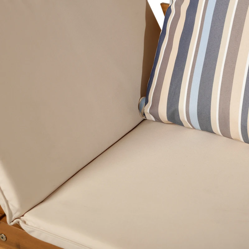 Outsunny Tumbona de Jardín con Cojín Banco para Jardín Convertible en Cama Sofá Madera de Acacia Diván para Exterior Patio Terraza 153x62x85.5cm