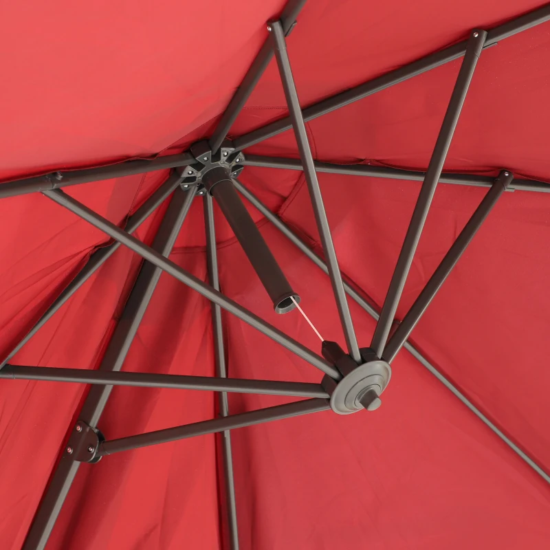 Outsunny Parasol Excéntrico Sombrilla Inclinable Φ2.94x2.48M con Manivela Tela de Poliéster Resistente a UV para Jardín Patio Playa Piscina Terraza Grande y Estable