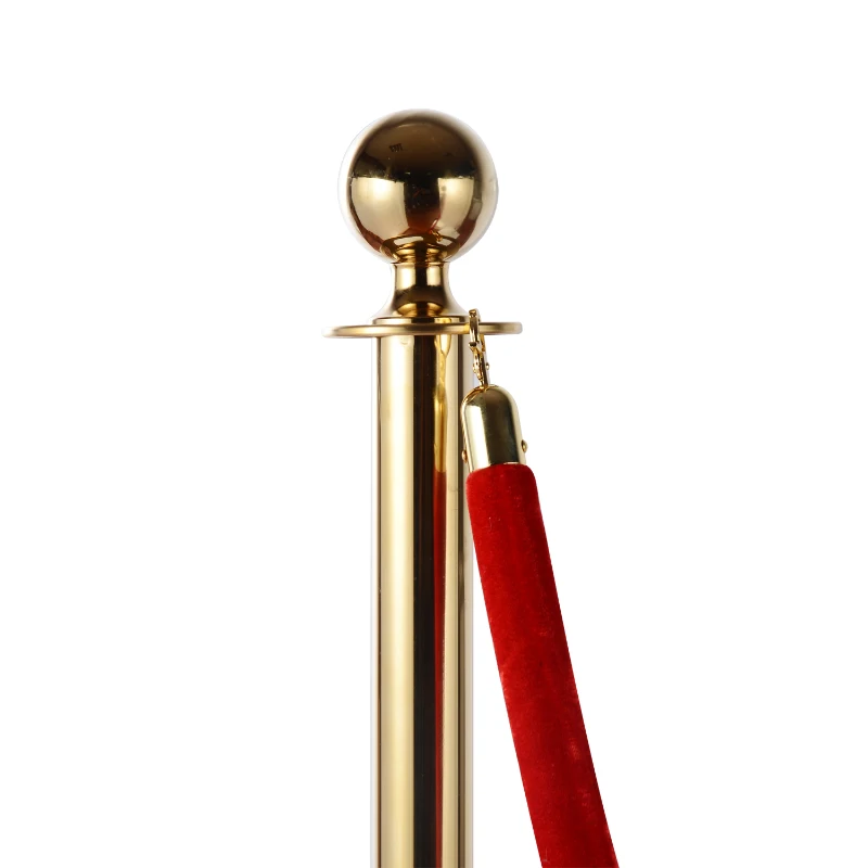 HOMCOM Catenaria para Eventos de Acero Inoxidable con Terciopelo Cordón Rojo 2 Piezas para Hotel Restaurante Bar Ф32xH95CM (Dorado)