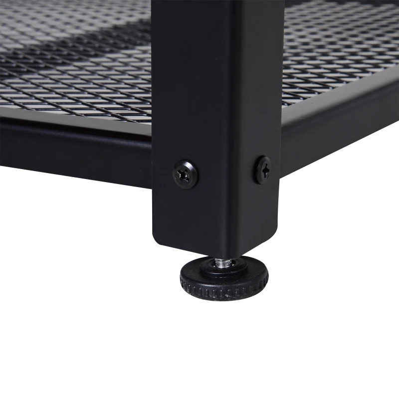 HOMCOM Mesa de Centro con Estante de Malla para Sala Dormitorio Estilo Industrial Retro Acero y Madera Carga 40 kg 106x60x45cm Marrón y Negro