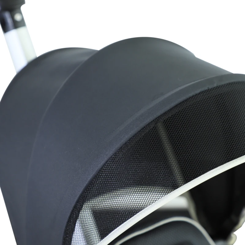 HomCom® Triciclo Bebé 4 en 1 Trolley Trike Bicicletas para Niños +18 Mes Evolutivo Capota Barra y Pedales Desmontables Gris