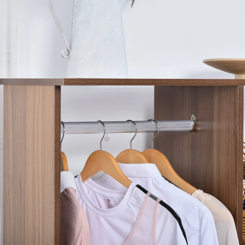 HOMCOM Armario Abierto para Colgar y Almacenar Ropa Tipo Guardarropa con Ruedas - Madera - Color Marrón - 120x40x128 cm