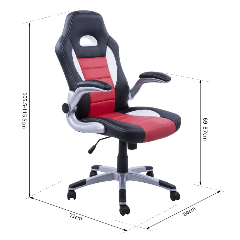 Silla de Oficina Racing Deportiva para Despacho tipo Silla Ejecutiva modo giratorio - Negro Rojo Blanco