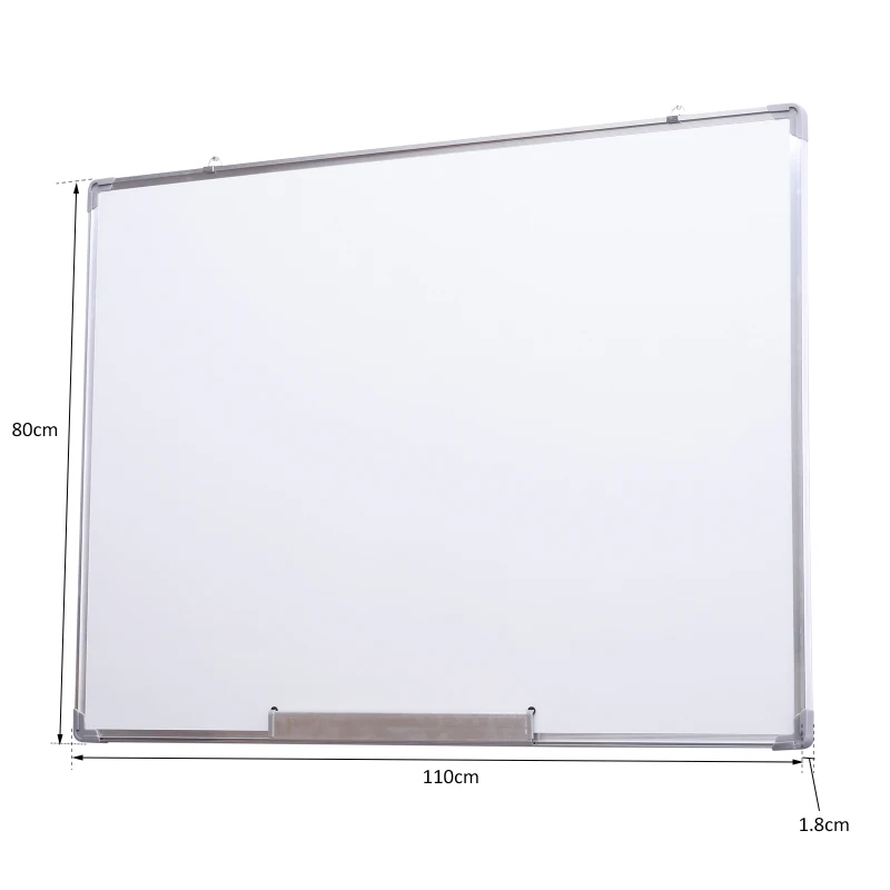 Pizarra Magnética Blanca con 10 Imanes, 1 Borrador y 4 Rotuladores - Blanca - 110x80cm