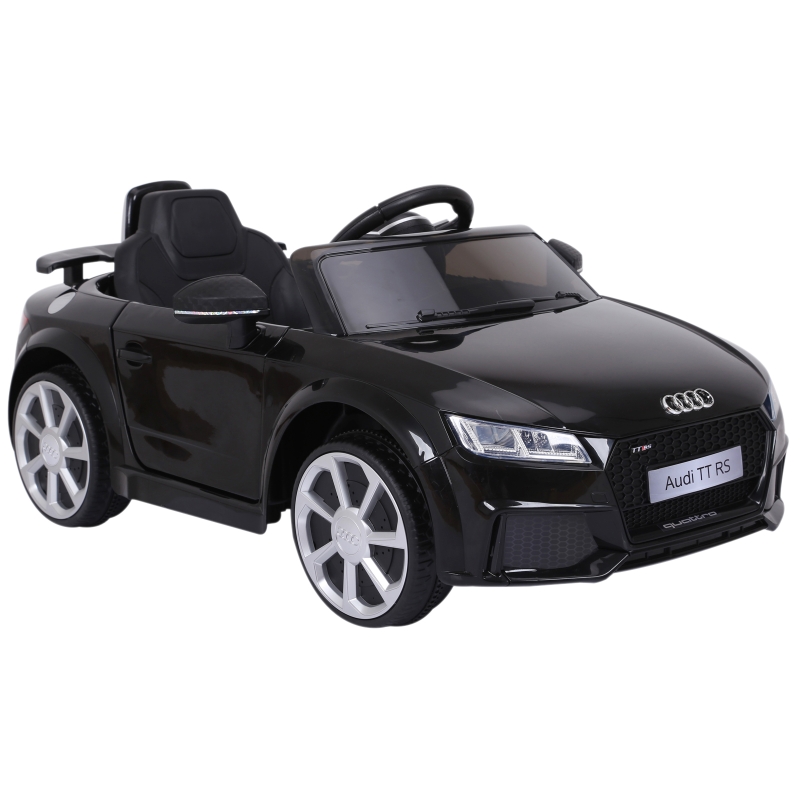 HOMCOM Audi TT Eléctrico Infantil Coche Juguete Niño 3 Años+ con Mando a Distancia con Música y Luces Modos de Aprendizaje Batería 6V Doble Apertura de Puerta Carga 30kg 103x63x44cm Color Negro