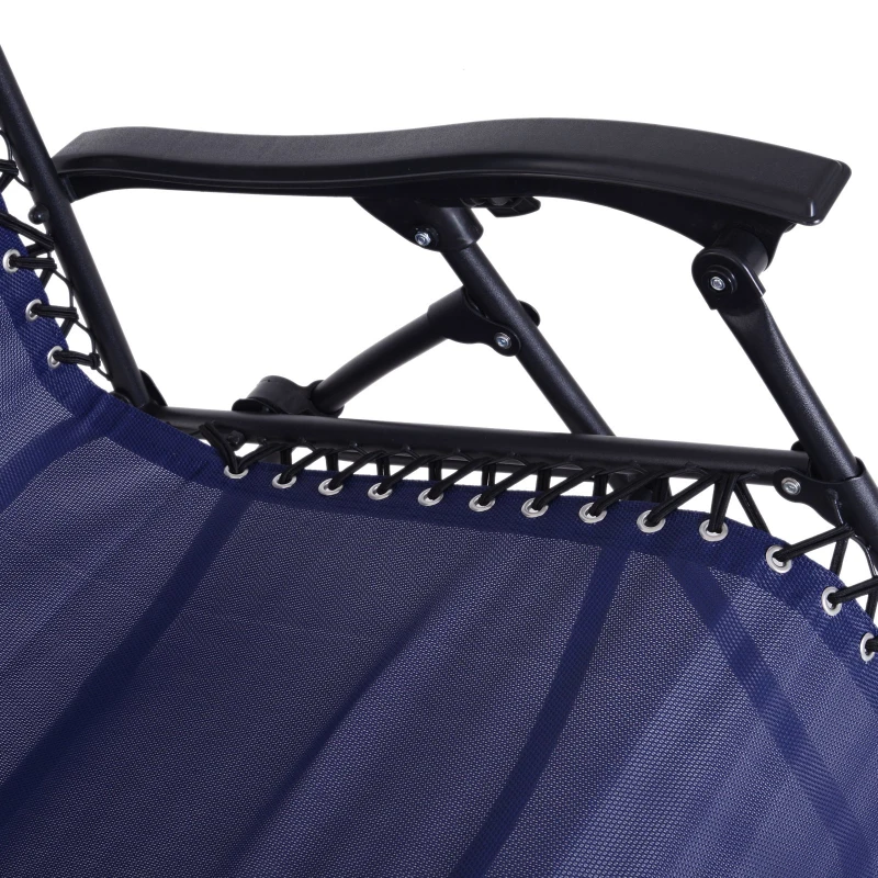 Outsunny Tumbona Plegable de Jardín Silla Gravedad Cero Sillón de Playa Relajante Texteline Marco Acero Carga 120kg 90x65x110 cm Azul