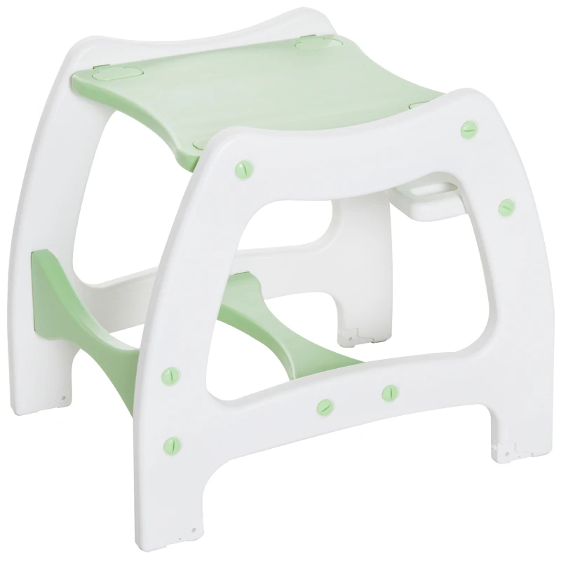 HOMCOM Trona para Bebé Convertible en Silla+Mesa y Silla Mecedora con Cinturón de Seguridad (Blanco y verde)